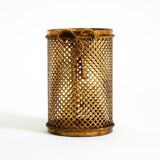 Mid Century Italian Regency Gilt Metal Waste Paper Bin from Li Puma