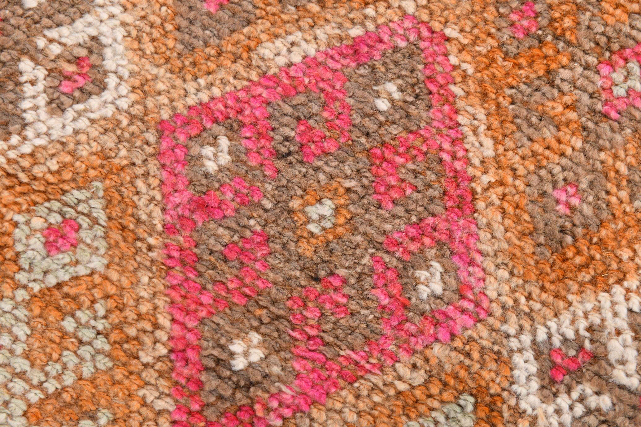 Red & Brown Geometric Vintage Runner Rug, 93x290Cm