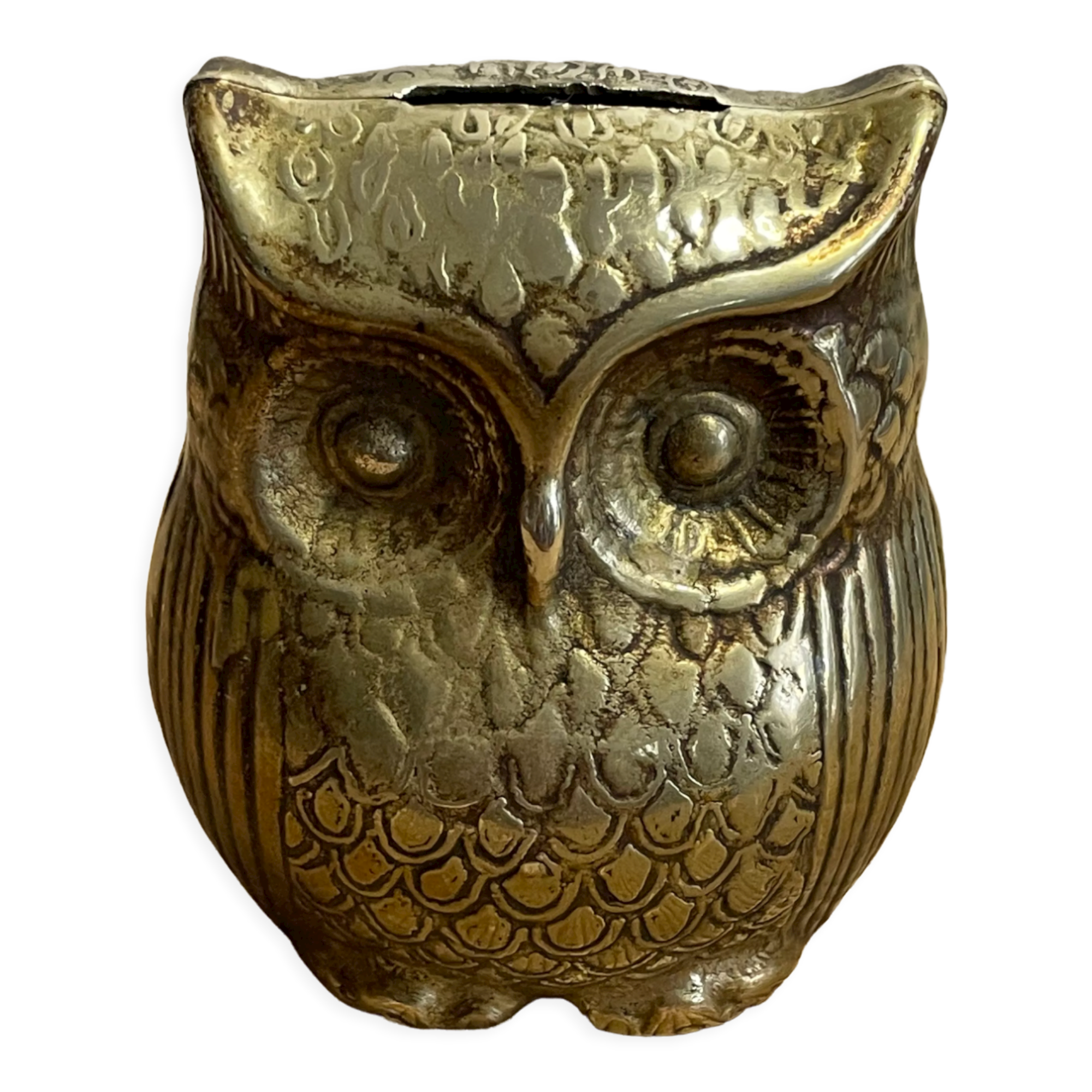 Owl brass piggy bank