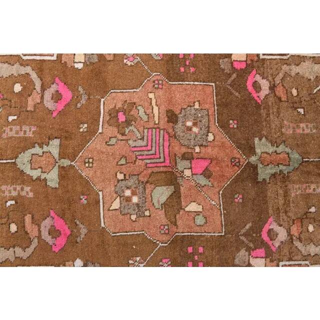 Vintage Turkish Hand-Knotted Wool Cotton Orange Runner 159x366