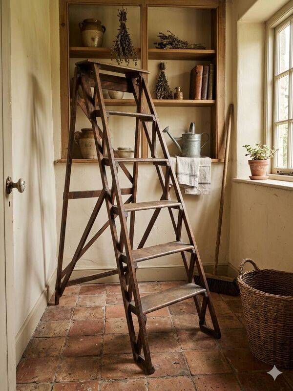 Escabeau ancien en bois 6 marches