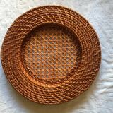 Set of 6 wicker and rattan undertributions