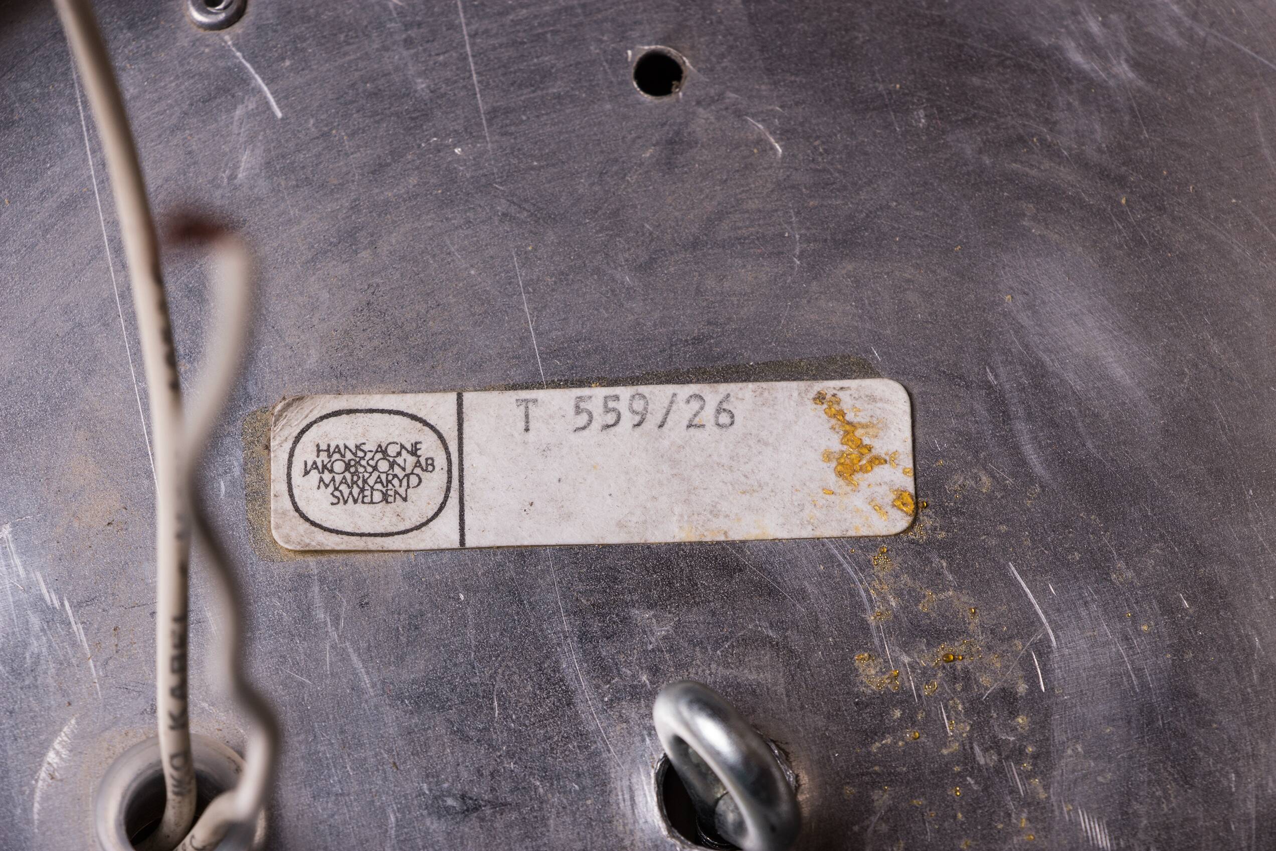 Pair of Danish brass ceiling lights model T742, Hans Agne Jakobson 1960.