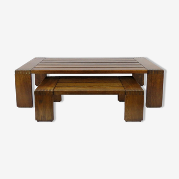 Set of 2 “dovetailed” coffee tables, 1970s