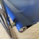 Office chair in blue imitation leather and chrome metal, Matteo Grassi style