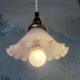 Tulip lamp in opaline and brass