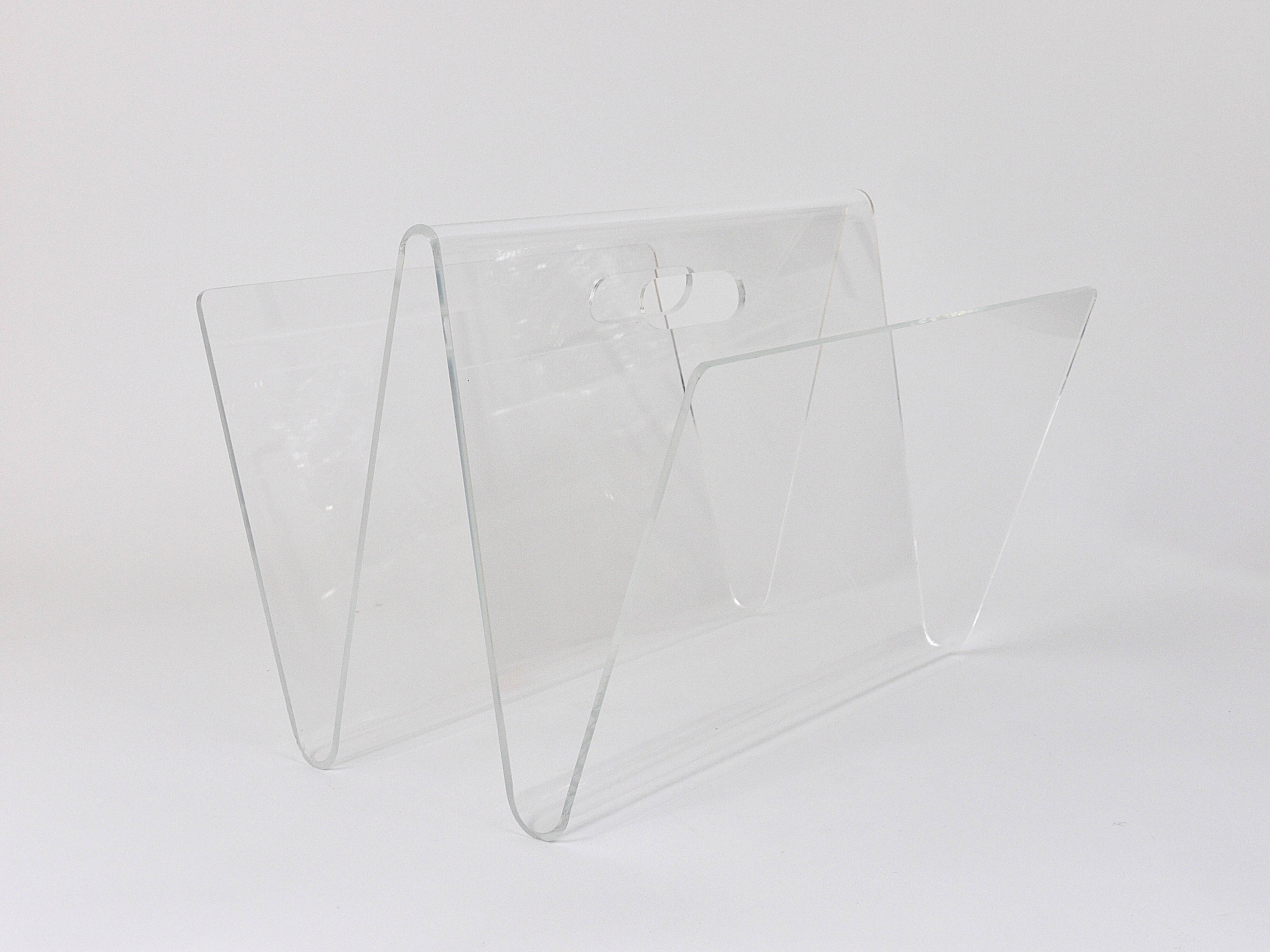 Postmodern Lucite ZigZag magazine rack, Italy, 1980s