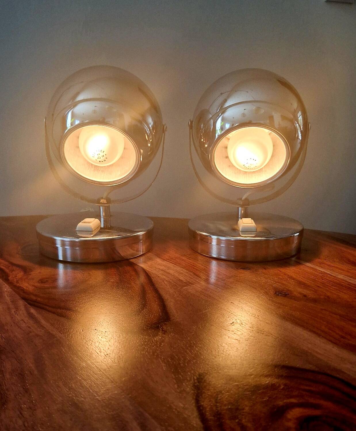 Pair of 1960s Space Age design chrome lamps