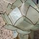 Pair of designer table lamps in turquoise blue green capiz mother-of-pearl from the 70s