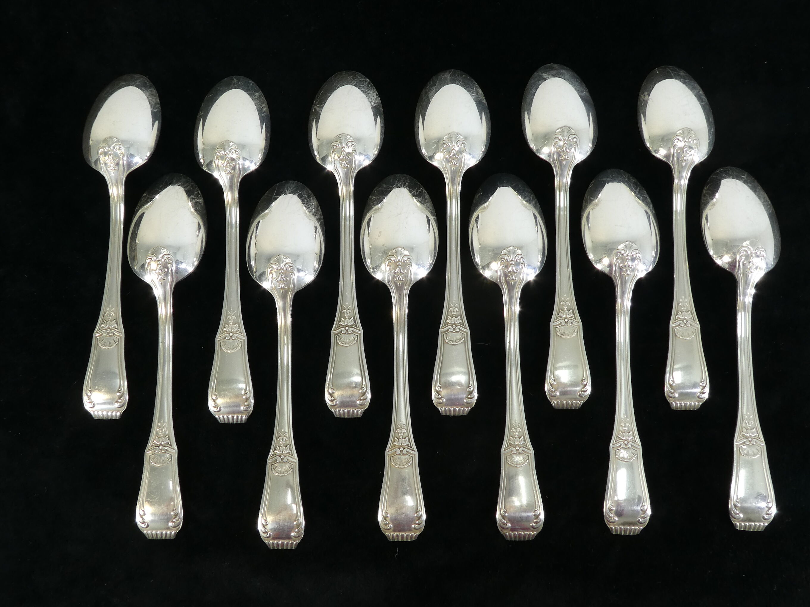 12 large spoonfuls Boulenger in silver metal model regence berry