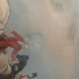 Framed English engraving "The hunt" 20th century