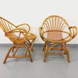 Pair of vintage rattan armchairs from the 60s