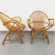 Pair of vintage rattan armchairs from the 60s