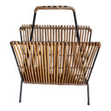 Modernist rattan magazine holder audoux minnet style