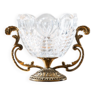 Brass and crystal centerpiece vase, 1950s