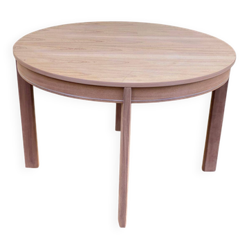 Table à manger scandinave ronde extensible rénovée teck 153cm