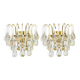 Large pair of gilt brass and crystal wall lights by Palwa, Germany, 1970s.