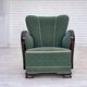 1960s, Danish armchair, green and beige furniture wool.