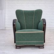 1960s, Danish armchair, green and beige furniture wool.