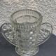 Angel wings vase, in transparent glass with art deco relief pattern