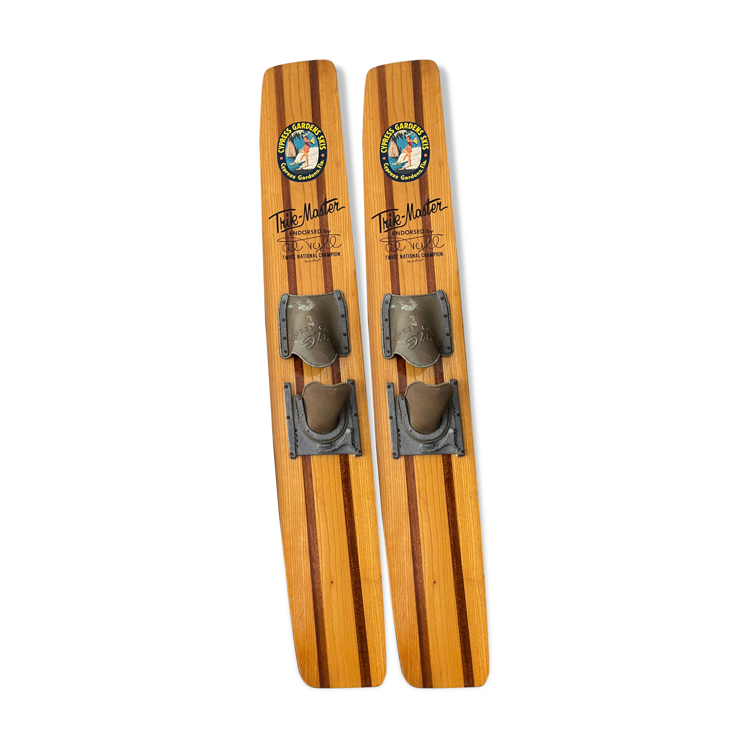 Wooden water ski pair