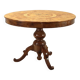 Round walnut table with marquetry of Vittorio Emanuele II