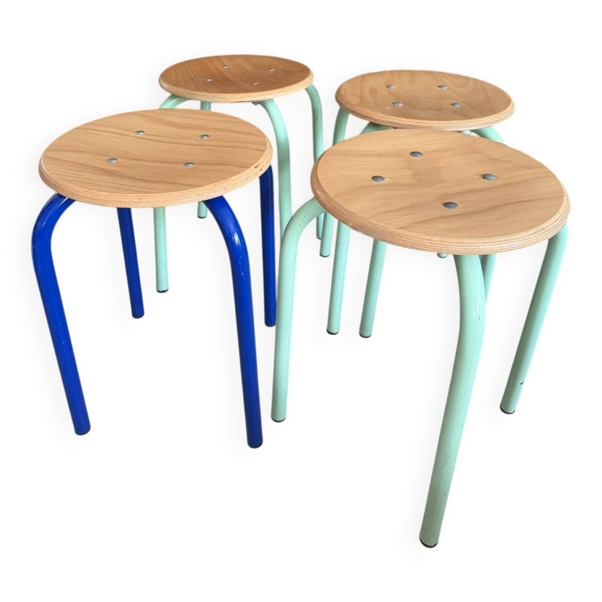 4 tabourets d’école vintage