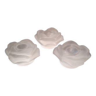 Lot de 3 bougeoirs en pâte de verre période Art déco 1930