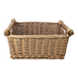 Panier Vintage Anse Rangement Mid Century Panier en osier tressé marron Travail manuel Hygge Skandi