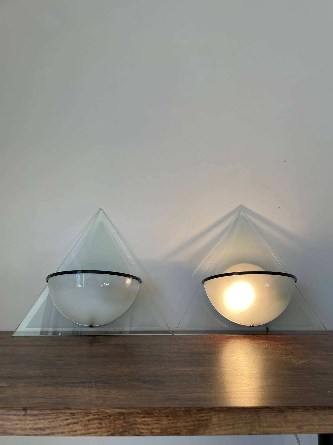 Pair of Illo wall lamps for Lamperti, 1980s, made in Italy