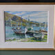 Watercolour painting "Trawlers at Anchor – Port-Vendres" signed Loui