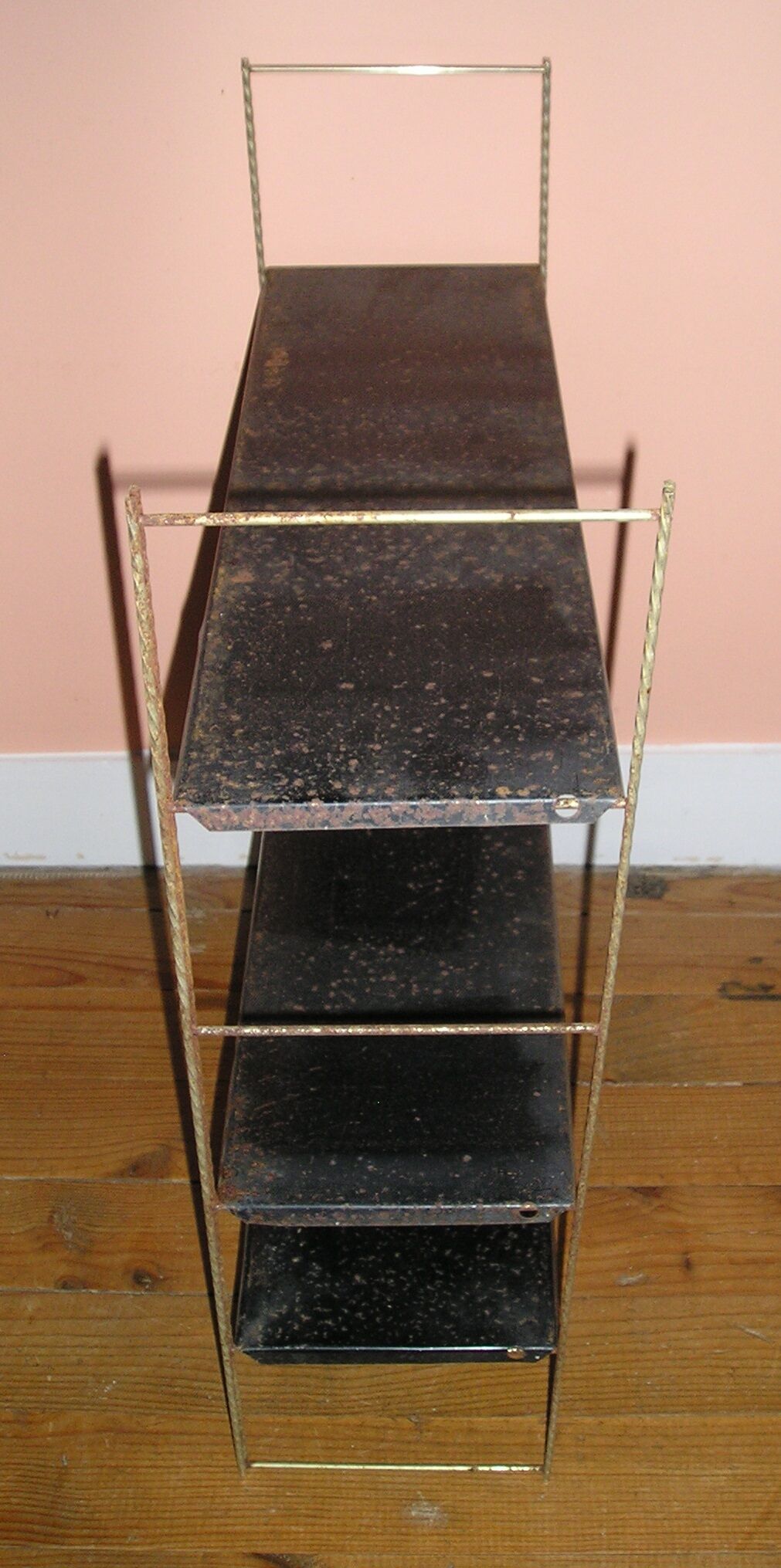 Vintage gold metal wall shelf for mofp