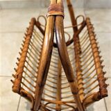 Porte-revues en rotin et osier vintage