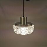Beautiful hanging lamp in aluminium and hard-pressed crystal glass, probably Swedish