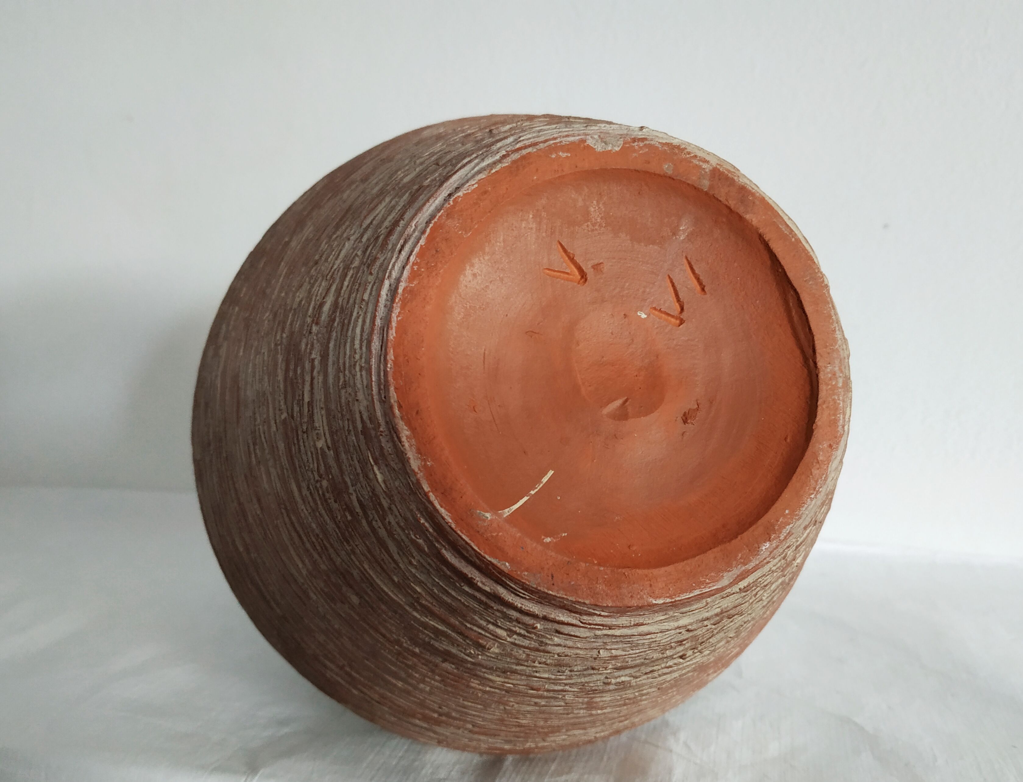 German ceramic vase with geometric patterns with white enamels