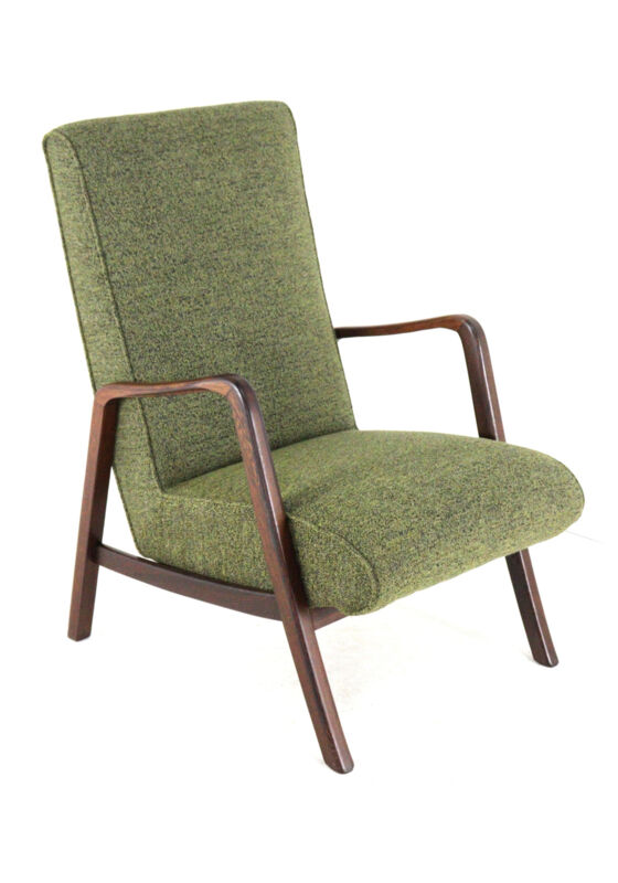 Knicos Armchair in Wengé with Green Upholstery | very rare dutch design