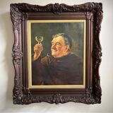 Aldo Giordani - Monk by the glass - Oil on framed canvas