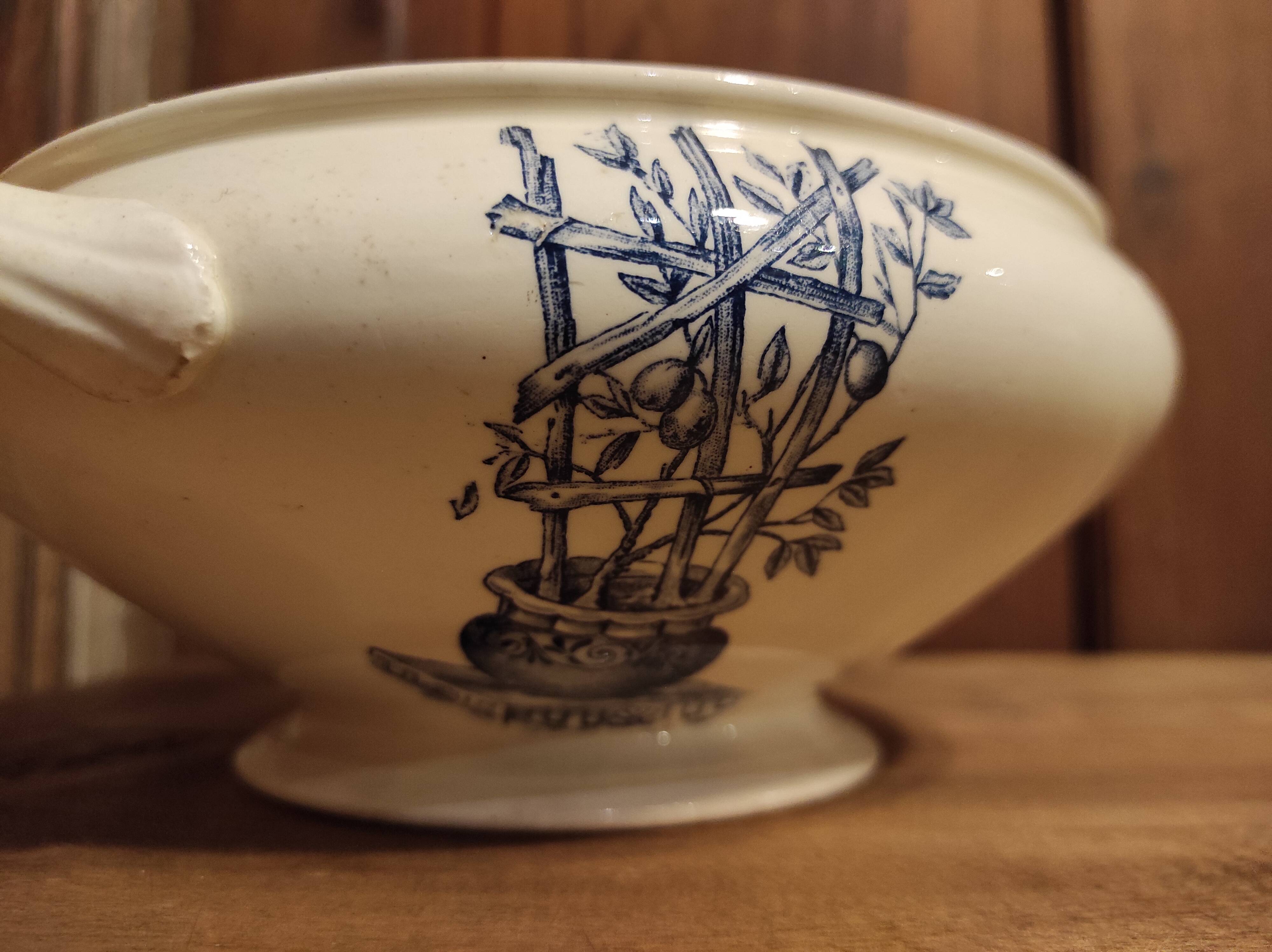French vintage soup tureen, R. Lafitte, Terre de Fer, Salins