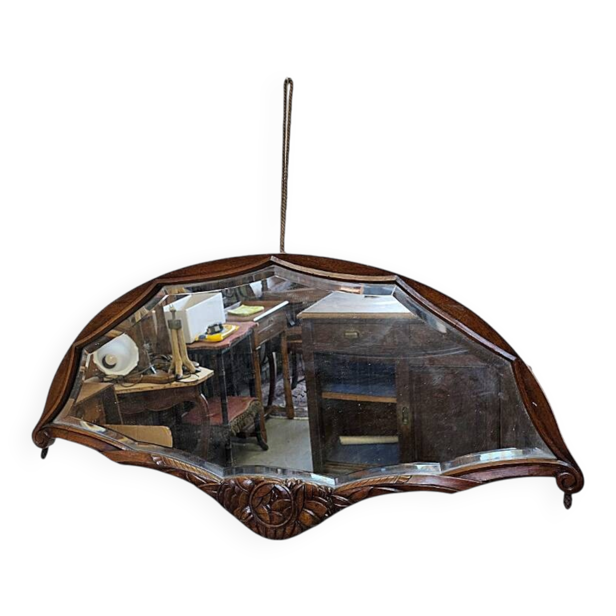 Miroir en forme d'éventail Art Déco français, années 1920