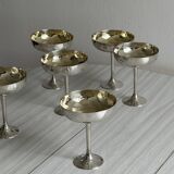 6 shiny metal footed bowls