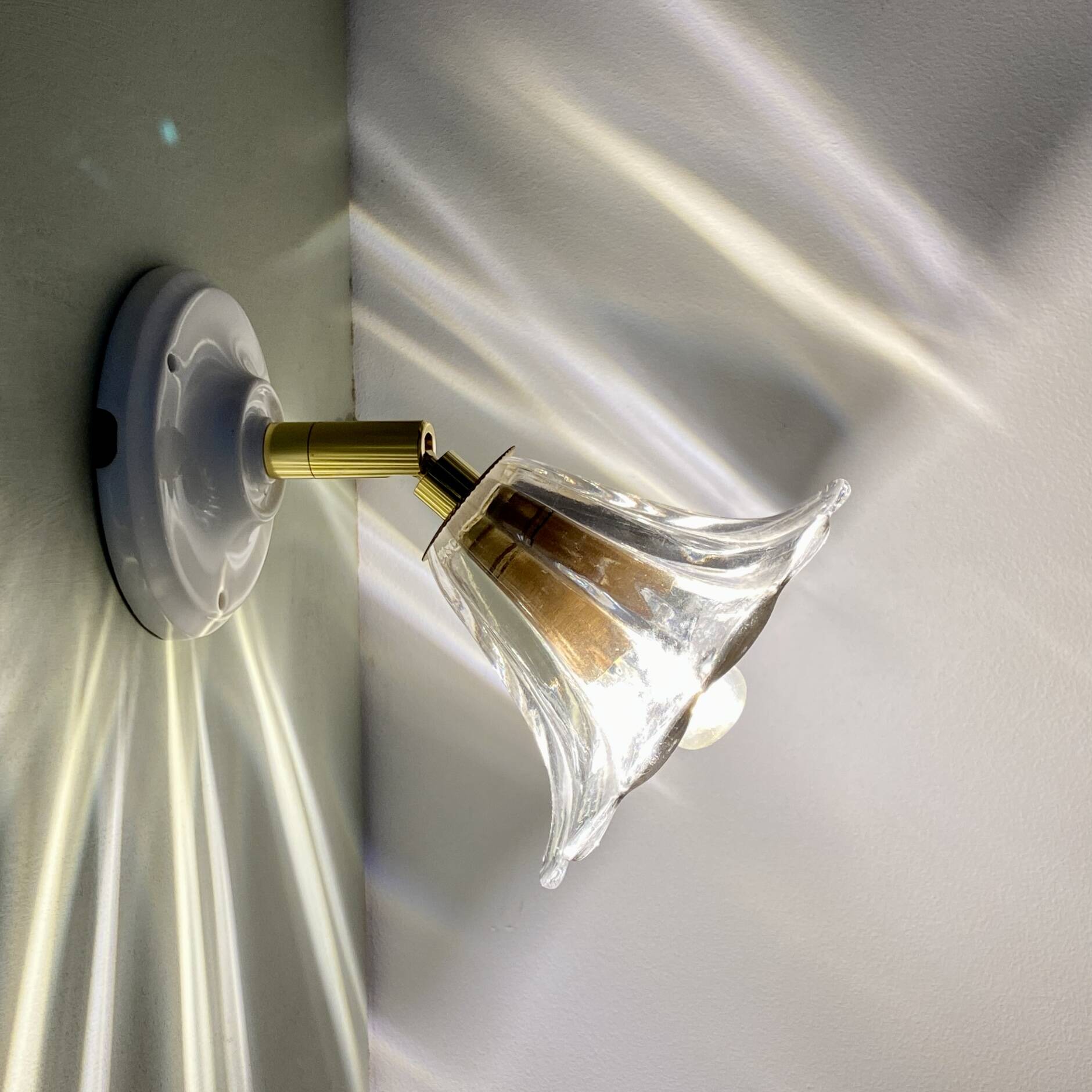 Vintage glass tulip wall light
