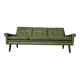 Vintage Danish mid-century Svend Skipper 3 person sofa in olive green leather 1965