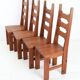 Set of 4 pinewood chairs by Sven Larsson / 1970s / Brutalism / Postmodern design