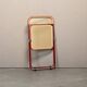 Giancarlo Piretti Plia Folding Chair in Red and Straw for Castelli, Italy