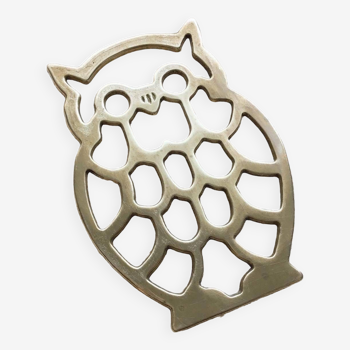 Vintage brass owl trivet