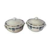 Paire d’anciennes bonbonnières motif bleu vert