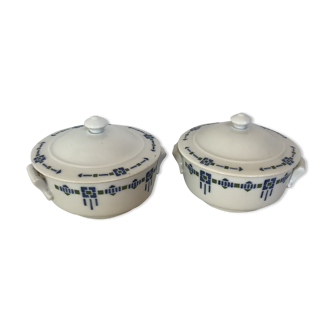Pair of old candy boxes with blue-green pattern
