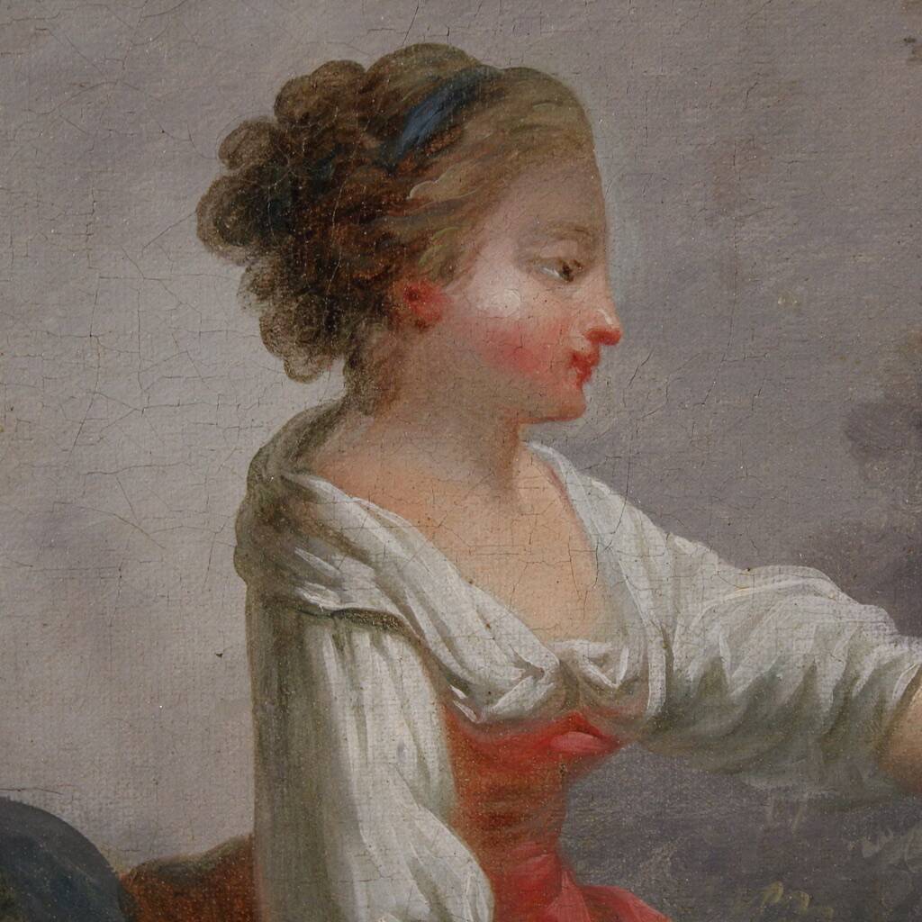 Great 18th century French painting, romantic pastoral scene