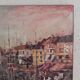 Painting of a cityscape with a harbour, Harry Dedic, 1960s
