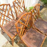 Ensemble table et chaises en rotin